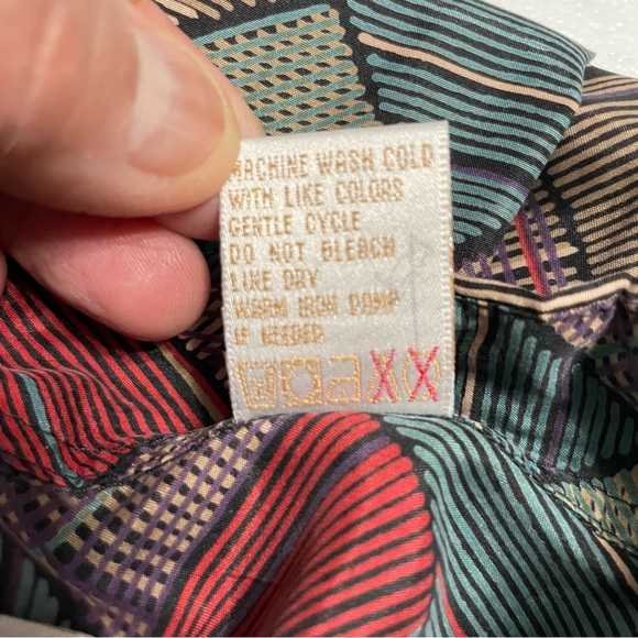 VTG Y2K 90’s SUMMA Silk Geometric Patchwork Print Button-Up Shirt XL Multicolor - Picture 11 of 14